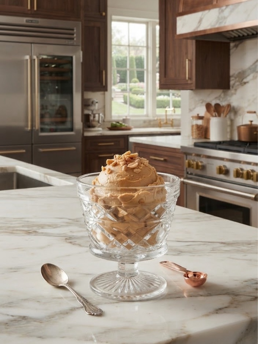 Hazel Atlas Big Top Peanut Butter Dessert Clear Fostoria Cut Glass-Vintage 1957